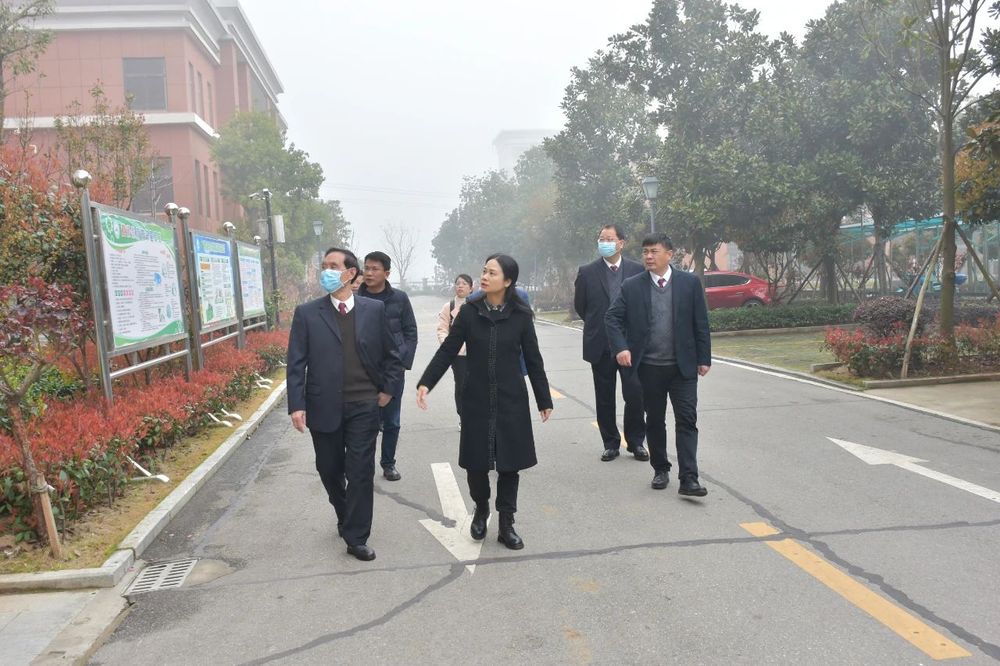 刘成德校长等陪同王赛玉一行参观校园华茂建工集团,湖北华茂教育集团